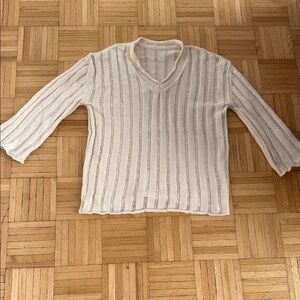 Cream Knit V-Neck Swim Coverup